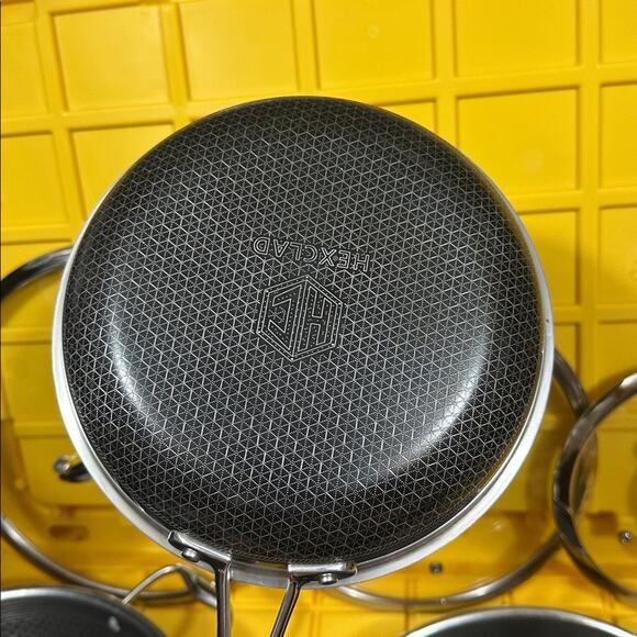 HEXCLAD 7 Piece Nonstick Stainless Steel Frying Pan Set 8 10 12" Lids Wok M $600 - Picture 10 of 10